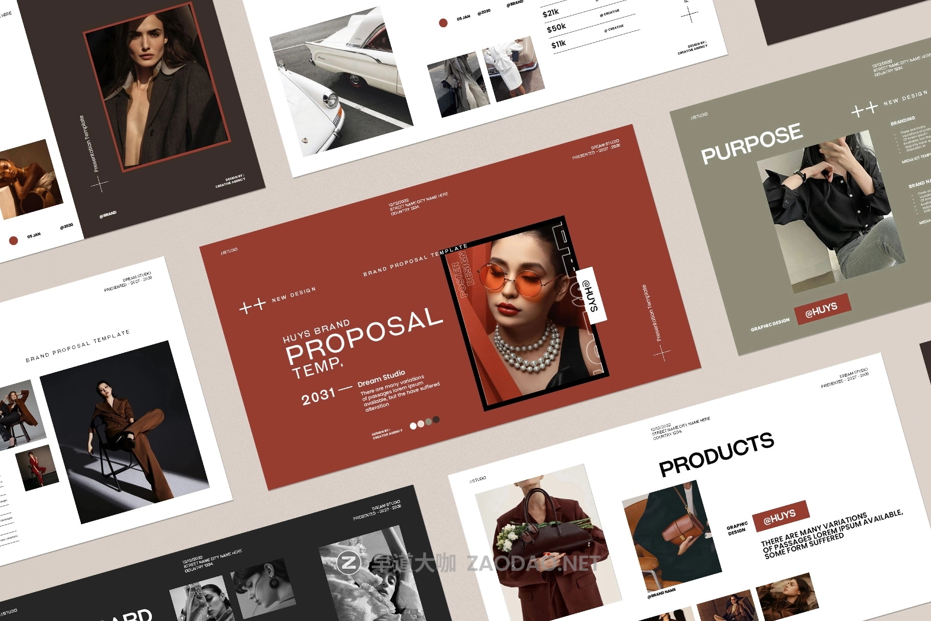 现代时尚品牌营销策划演示文稿设计ppt/keynote模版 Huys Brand Proposal Presentation Template插图7 现代时尚品牌营销策划演示文稿设计ppt/keynote模版 Huys Brand Proposal Presentation Template插图7