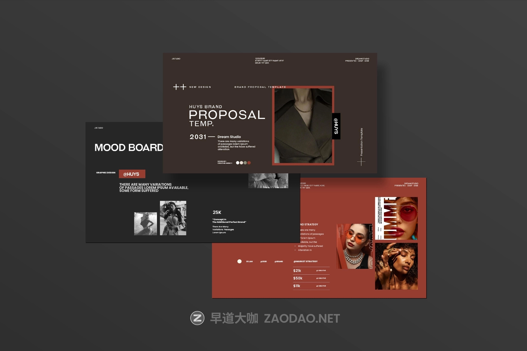 现代时尚品牌营销策划演示文稿设计ppt/keynote模版 Huys Brand Proposal Presentation Template插图9 现代时尚品牌营销策划演示文稿设计ppt/keynote模版 Huys Brand Proposal Presentation Template插图9