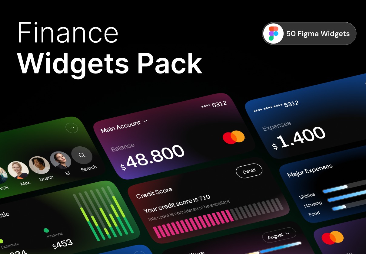 50+款创意金融科技银行财务仪表盘数据图表ui组件套件设计素材 AURA – Finance Widgets UI Kit特色图 50+款创意金融科技银行财务仪表盘数据图表ui组件套件设计素材 AURA – Finance Widgets UI Kit