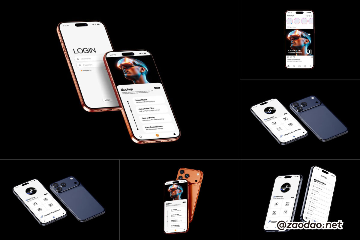 15款逼真ui作品集设计苹果iPhone 17 Pro手机贴图psd样机模板 iPhone 17 Pro Device Interface Mockup特色图 15款逼真ui作品集设计苹果iPhone 17 Pro手机贴图psd样机模板 iPhone 17 Pro Device Interface Mockup