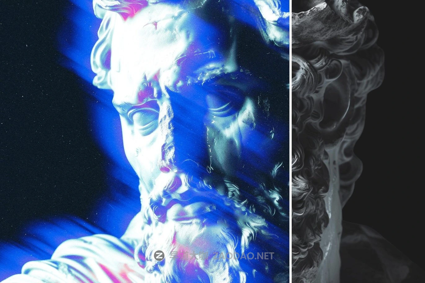 复古模糊颗粒漏光蓝光照片效果ps特效滤镜样机 Aura Cobalt Leak Effect插图1 复古模糊颗粒漏光蓝光照片效果ps特效滤镜样机 Aura Cobalt Leak Effect插图1