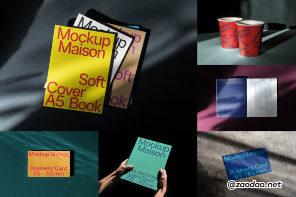 12款名片画册书籍杂志纸杯标牌设计vi贴图效果图psd样机模板 Mockup.Maison – C Collection P2