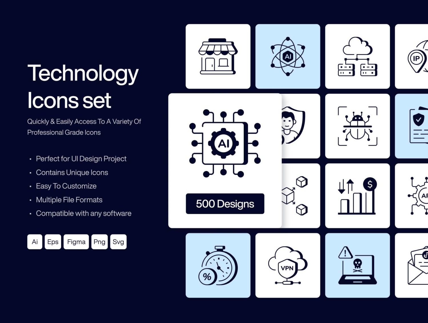 500款网络科技金融理财财务管理云服务图标icons设计ai/figma/png格式素材 Technology Icon特色图 500款网络科技金融理财财务管理云服务图标icons设计ai/figma/png格式素材 Technology Icon