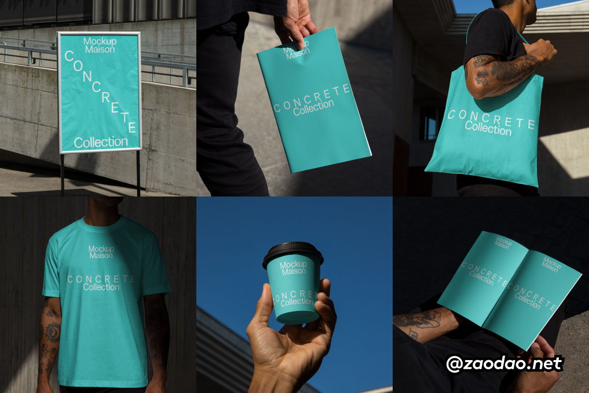 8款小众名片画册T恤帆布袋品牌海报VI设计PS贴图效果图样机模板 Mockup.Maison – Concrete1 Collection P3特色图 8款小众名片画册T恤帆布袋品牌海报VI设计PS贴图效果图样机模板 Mockup.Maison – Concrete1 Collection P3