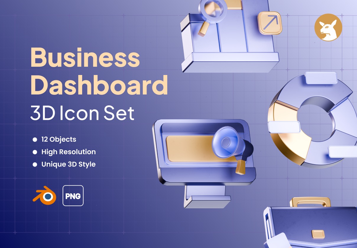 12款高级3D立体金属镀铬商业金融科技网站app设计图标icons素材 Business Dashboard 3D Icon特色图 12款高级3D立体金属镀铬商业金融科技网站app设计图标icons素材 Business Dashboard 3D Icon