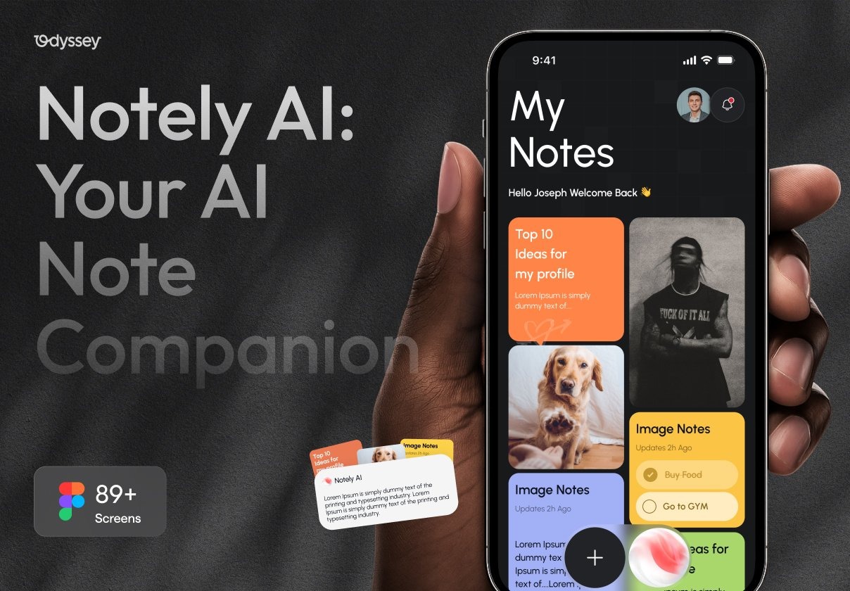 98屏双配色AI智能写作笔记记录办公生产力app应用程序ui界面设计figma模板 Notely : AI Note Taking & Productivity Mobile App UI Kit特色图 98屏双配色AI智能写作笔记记录办公生产力app应用程序ui界面设计figma模板 Notely : AI Note Taking & Productivity Mobile App UI Kit