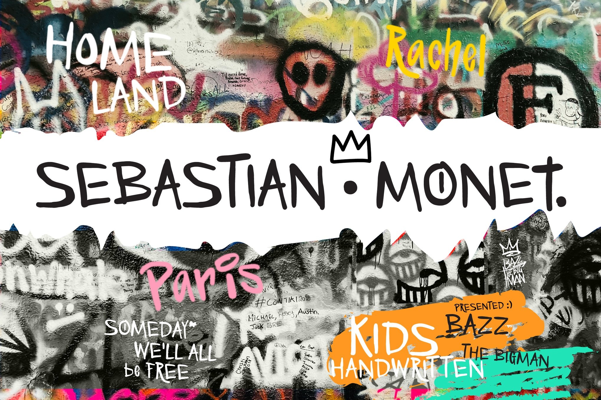时尚街头艺术涂鸦品牌广告标志设计手写英文字体安装包 Sebastian Monet特色图 时尚街头艺术涂鸦品牌广告标志设计手写英文字体安装包 Sebastian Monet