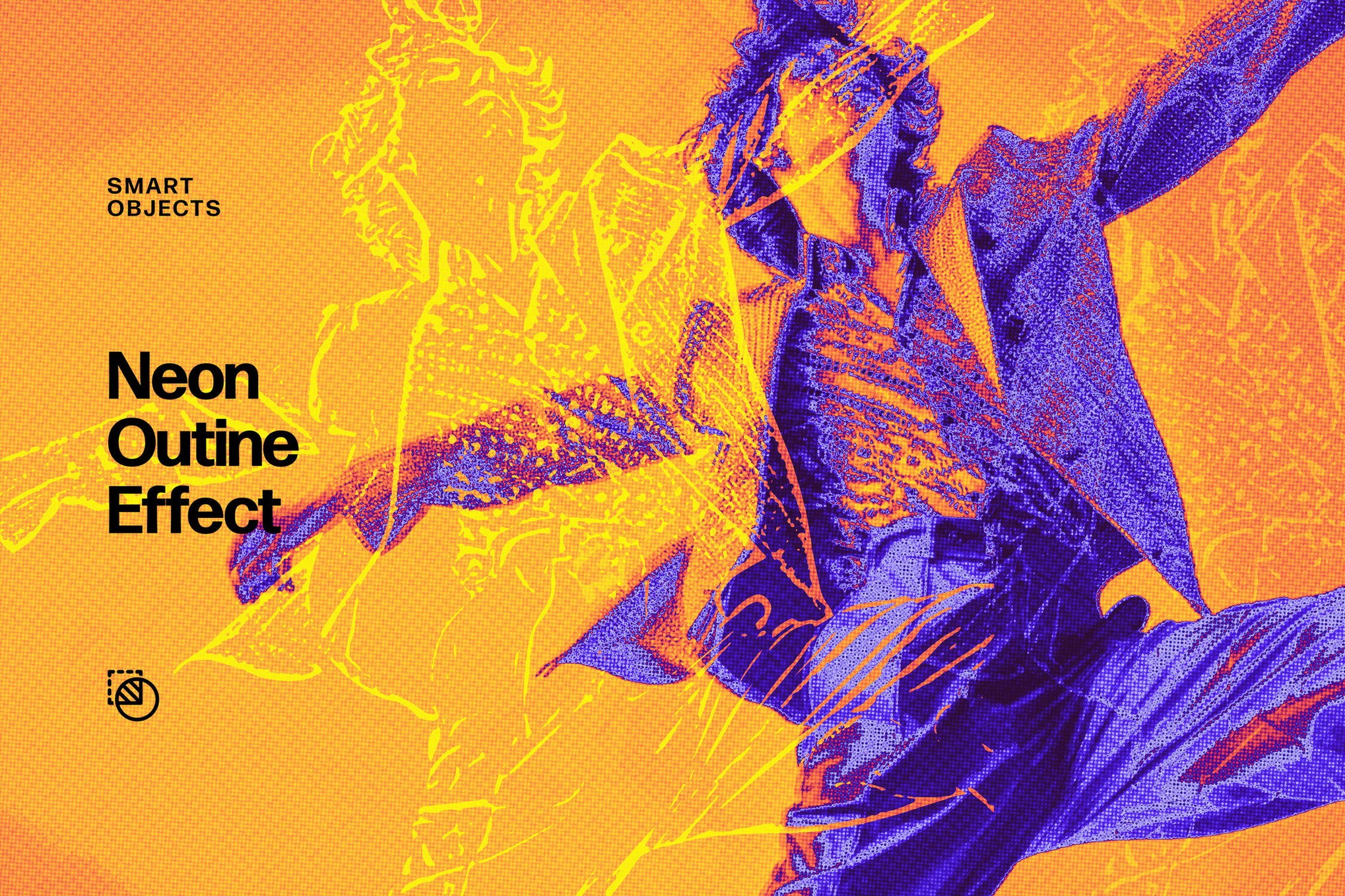 酸性半调霓虹灯线条轮廓人像剪影图片后期修图效果ps特效滤镜样机 Neon Outline Photo Effect特色图 酸性半调霓虹灯线条轮廓人像剪影图片后期修图效果ps特效滤镜样机 Neon Outline Photo Effect