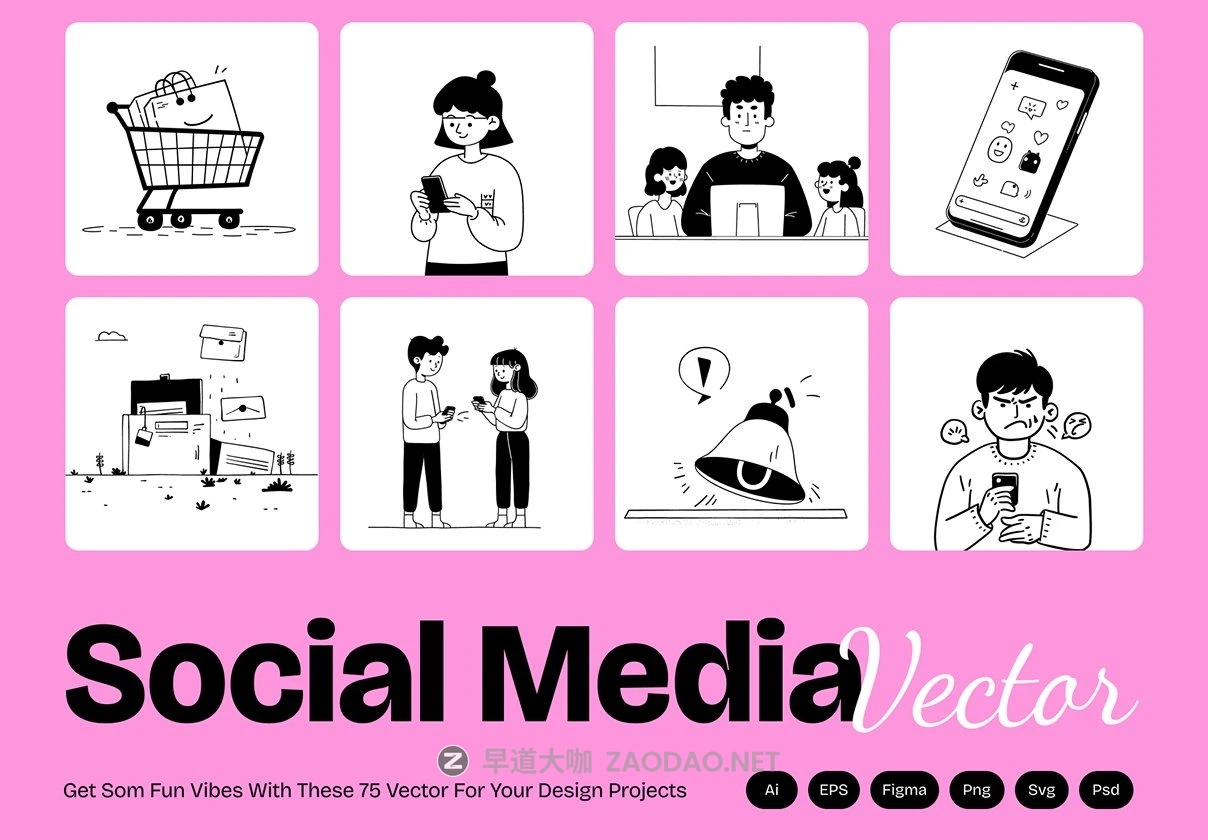 75幅现代时尚社交媒体人物物体手绘线条插画插图ai矢量设计素材 Modern Social Media UI Illustration Bundle for SaaS & Marketing插图 75幅现代时尚社交媒体人物物体手绘线条插画插图ai矢量设计素材 Modern Social Media UI Illustration Bundle for SaaS & Marketing插图
