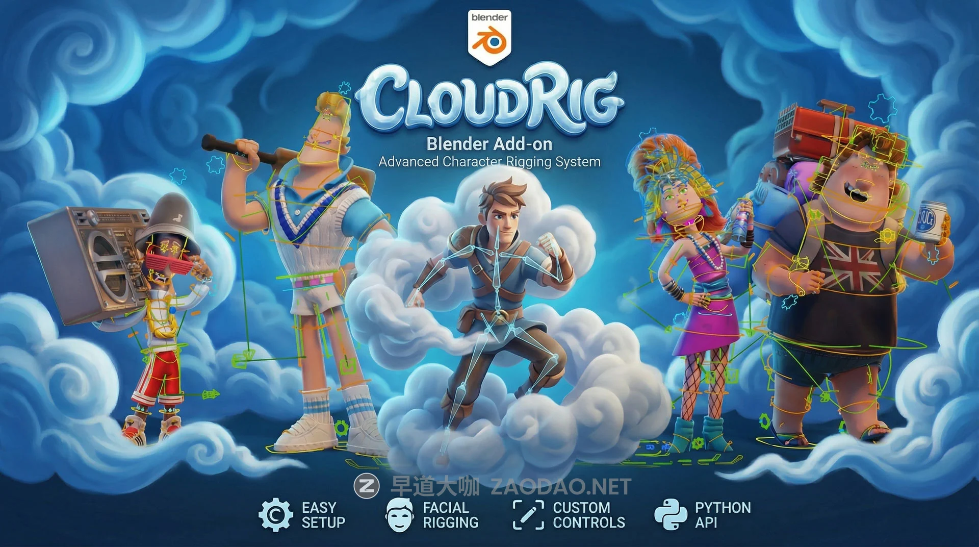 Blender插件 卡通3D人物角色骨骼绑定生成插件 CloudRig v2.2.19 for Blender插图 Blender插件 卡通3D人物角色骨骼绑定生成插件 CloudRig v2.2.19 for Blender插图
