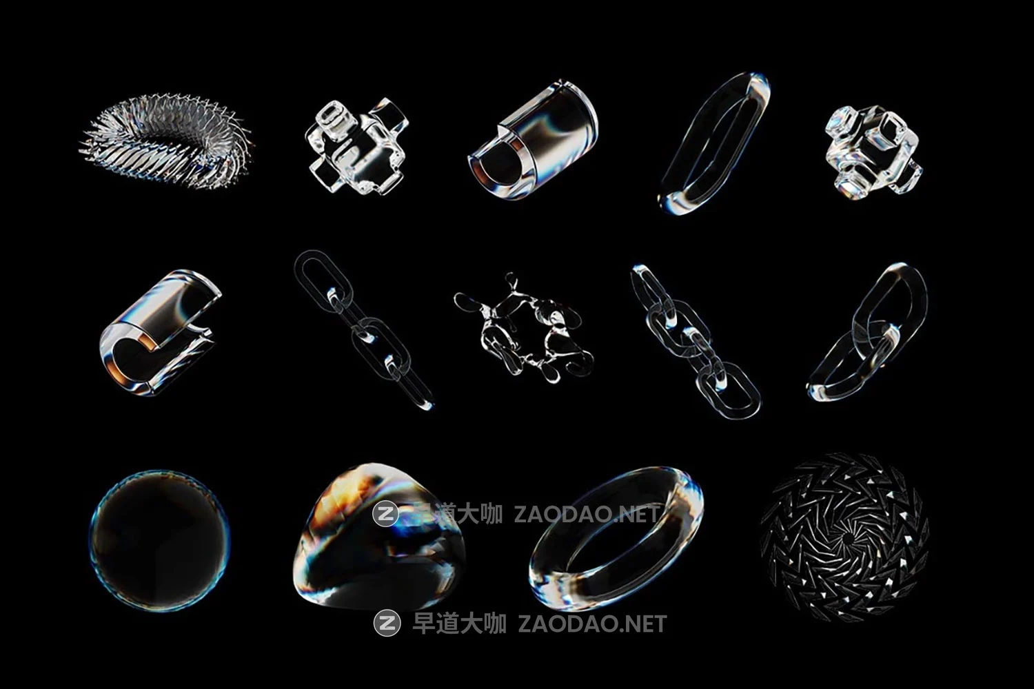 44款超逼真高清未来感透明3D玻璃水晶宝石png免抠图设计素材 3D Abstract Shapes Glass Dispersion插图6 44款超逼真高清未来感透明3D玻璃水晶宝石png免抠图设计素材 3D Abstract Shapes Glass Dispersion插图6