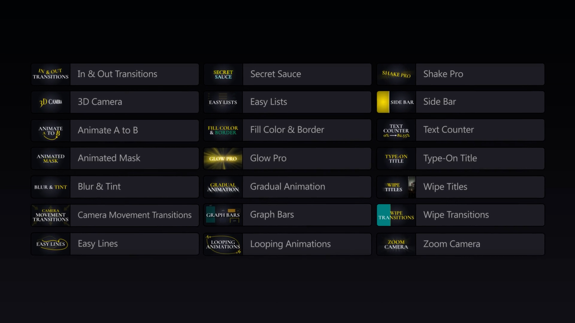 100+组3D相机变焦摇晃发光计数器标题转场特效素材包 Greg Edits Video – Essentials preset pack for Davinci Resolve插图1 100+组3D相机变焦摇晃发光计数器标题转场特效素材包 Greg Edits Video – Essentials preset pack for Davinci Resolve插图1