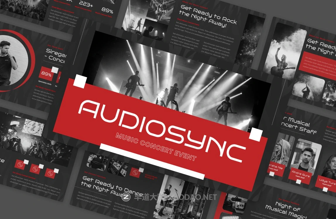 现代时尚音乐会营销策划演示文稿设计ppt模版 Audiosync – Music Concert Powerpoint Template插图1 现代时尚音乐会营销策划演示文稿设计ppt模版 Audiosync – Music Concert Powerpoint Template插图1