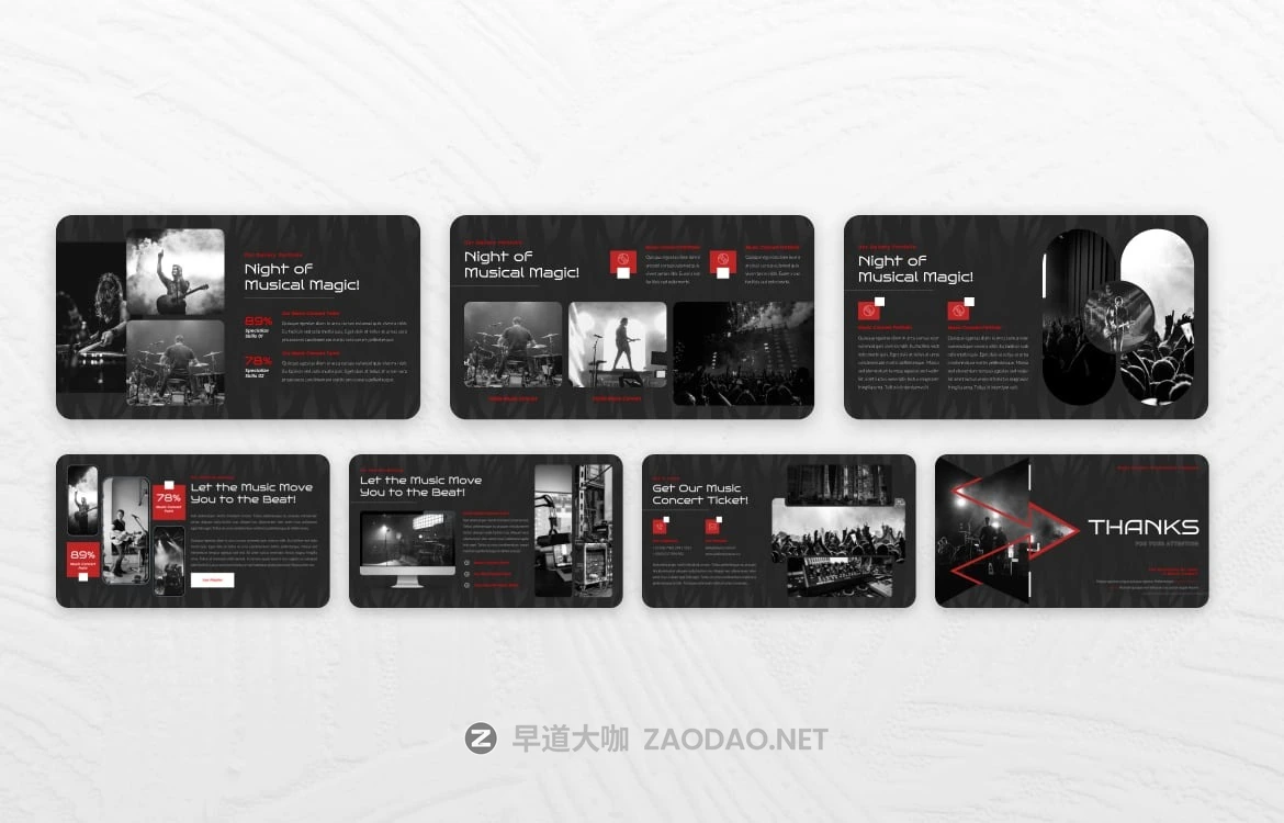 现代时尚音乐会营销策划演示文稿设计ppt模版 Audiosync – Music Concert Powerpoint Template插图4 现代时尚音乐会营销策划演示文稿设计ppt模版 Audiosync – Music Concert Powerpoint Template插图4