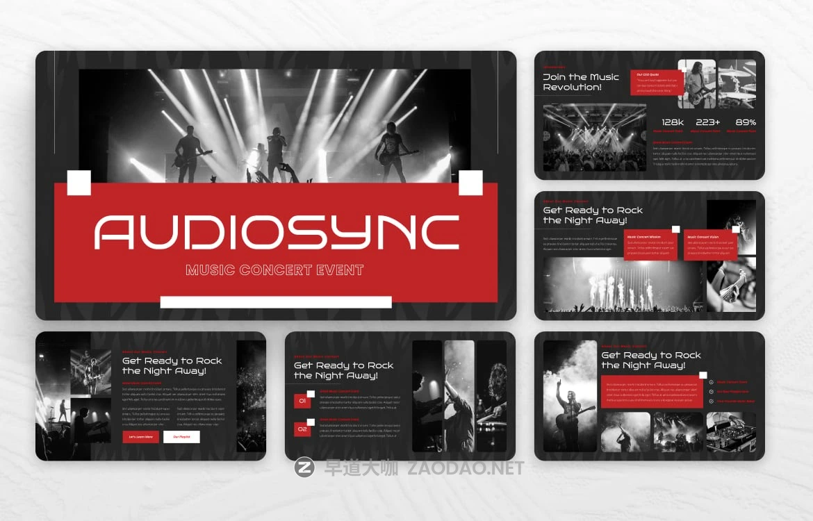 现代时尚音乐会营销策划演示文稿设计ppt模版 Audiosync – Music Concert Powerpoint Template插图5 现代时尚音乐会营销策划演示文稿设计ppt模版 Audiosync – Music Concert Powerpoint Template插图5