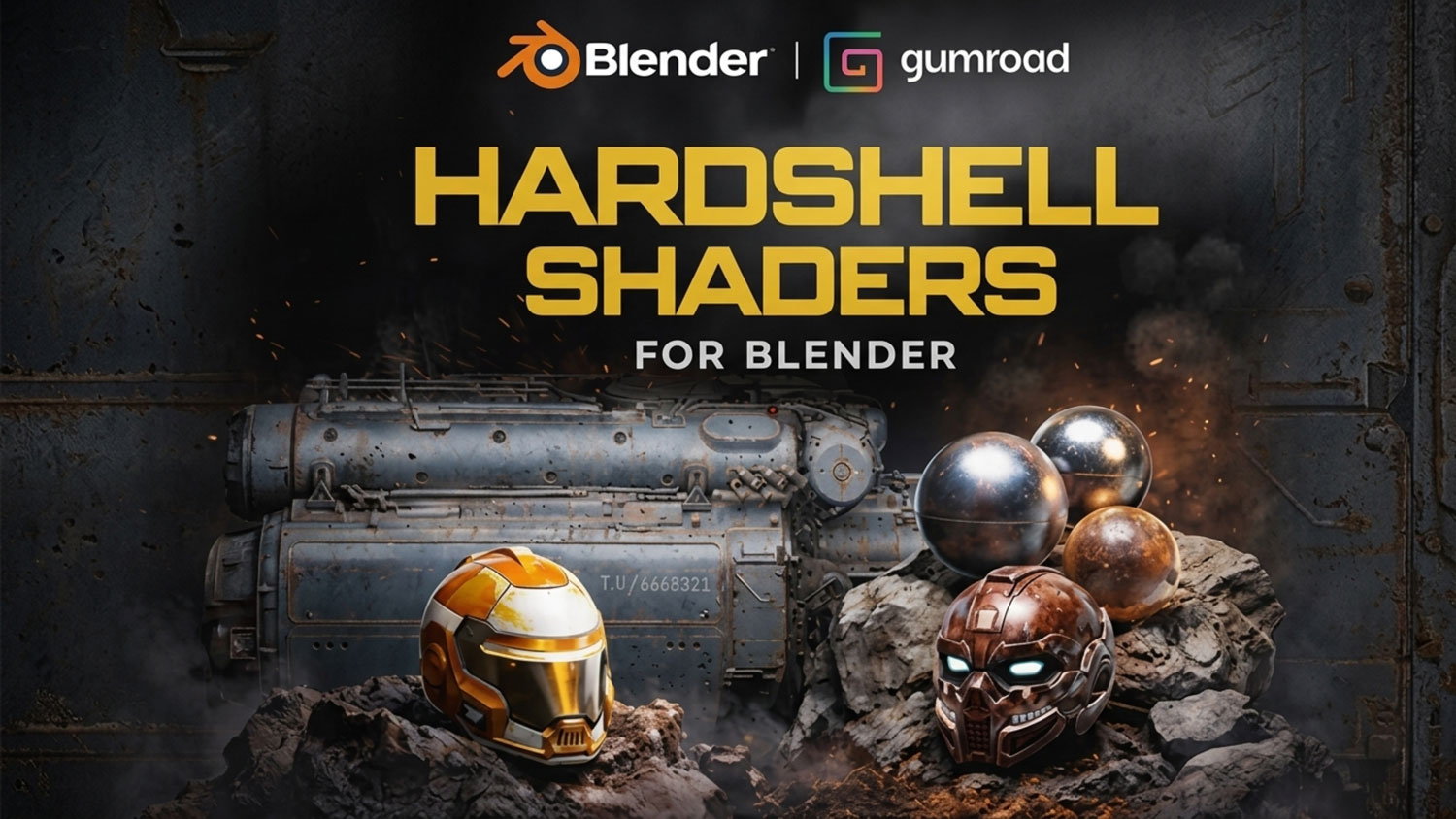 Blender钢铁模型表面着色器资产预设 Gumroad – Hardshell Shaders for Blender特色图 Blender钢铁模型表面着色器资产预设 Gumroad – Hardshell Shaders for Blender