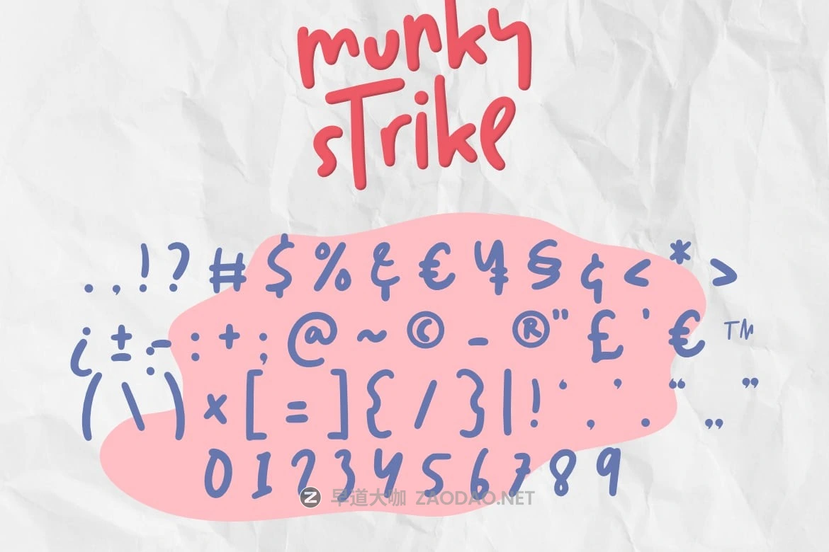 俏皮趣味手绘涂鸦品牌海报包装设计手写英文字体安装包 Munky Strike – Doodly Typeface Font插图2 俏皮趣味手绘涂鸦品牌海报包装设计手写英文字体安装包 Munky Strike – Doodly Typeface Font插图2