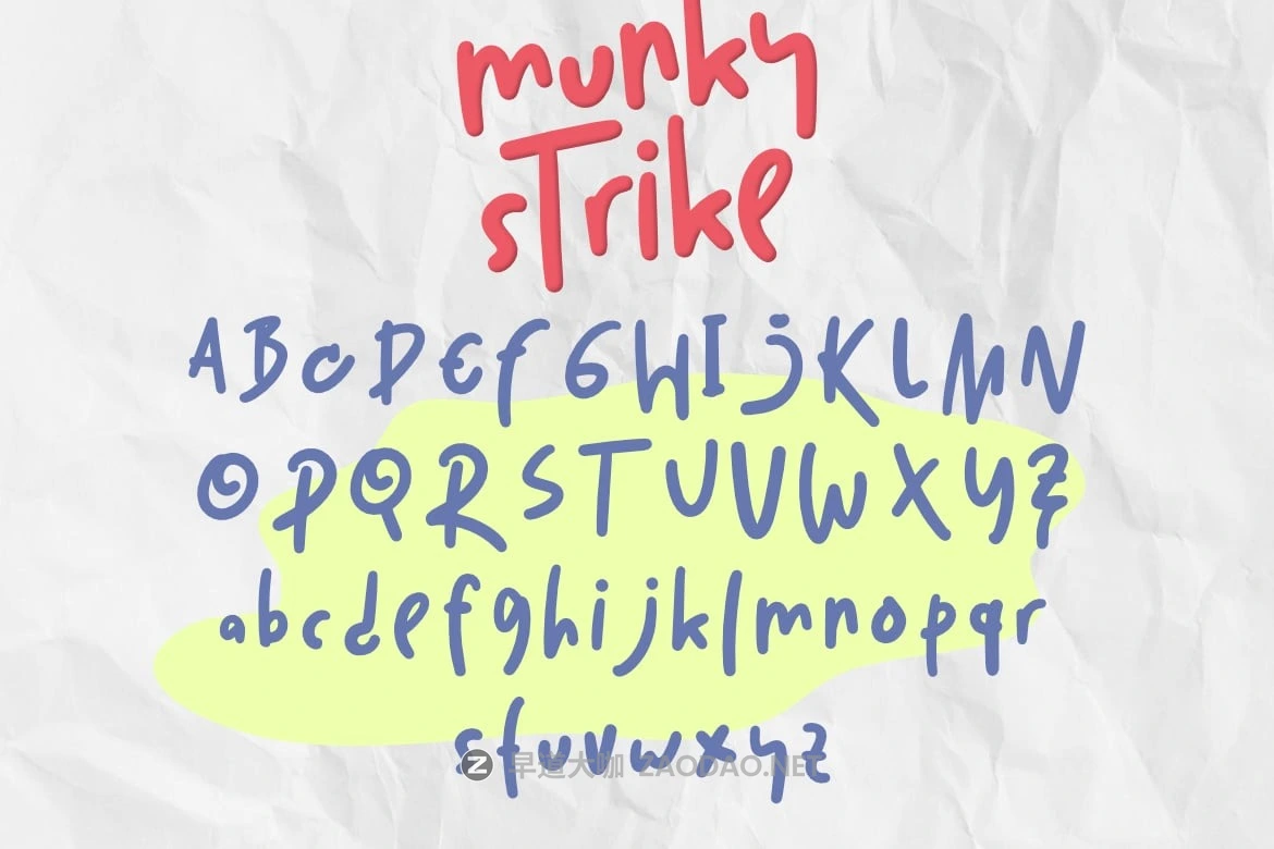 俏皮趣味手绘涂鸦品牌海报包装设计手写英文字体安装包 Munky Strike – Doodly Typeface Font插图9 俏皮趣味手绘涂鸦品牌海报包装设计手写英文字体安装包 Munky Strike – Doodly Typeface Font插图9