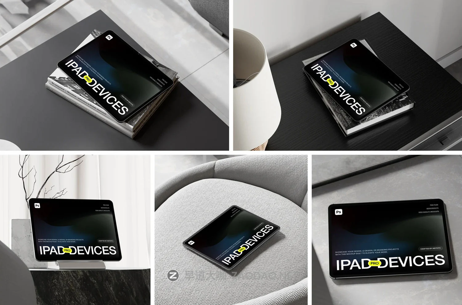 5款室内场景ui作品集设计iPad平板电脑展示效果图psd样机模板 Minimal Interior Tablet Mockup Scene Creator插图 5款室内场景ui作品集设计iPad平板电脑展示效果图psd样机模板 Minimal Interior Tablet Mockup Scene Creator插图
