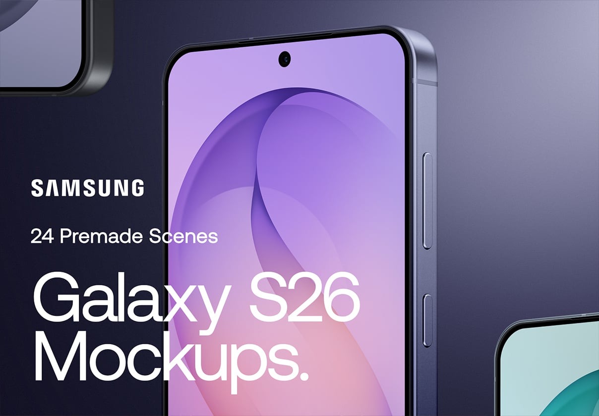 24款高级ui界面作品集设计三星Galaxy S26手机展示效果图psd样机模板 Samsung Galaxy S26 Mockups特色图 24款高级ui界面作品集设计三星Galaxy S26手机展示效果图psd样机模板 Samsung Galaxy S26 Mockups