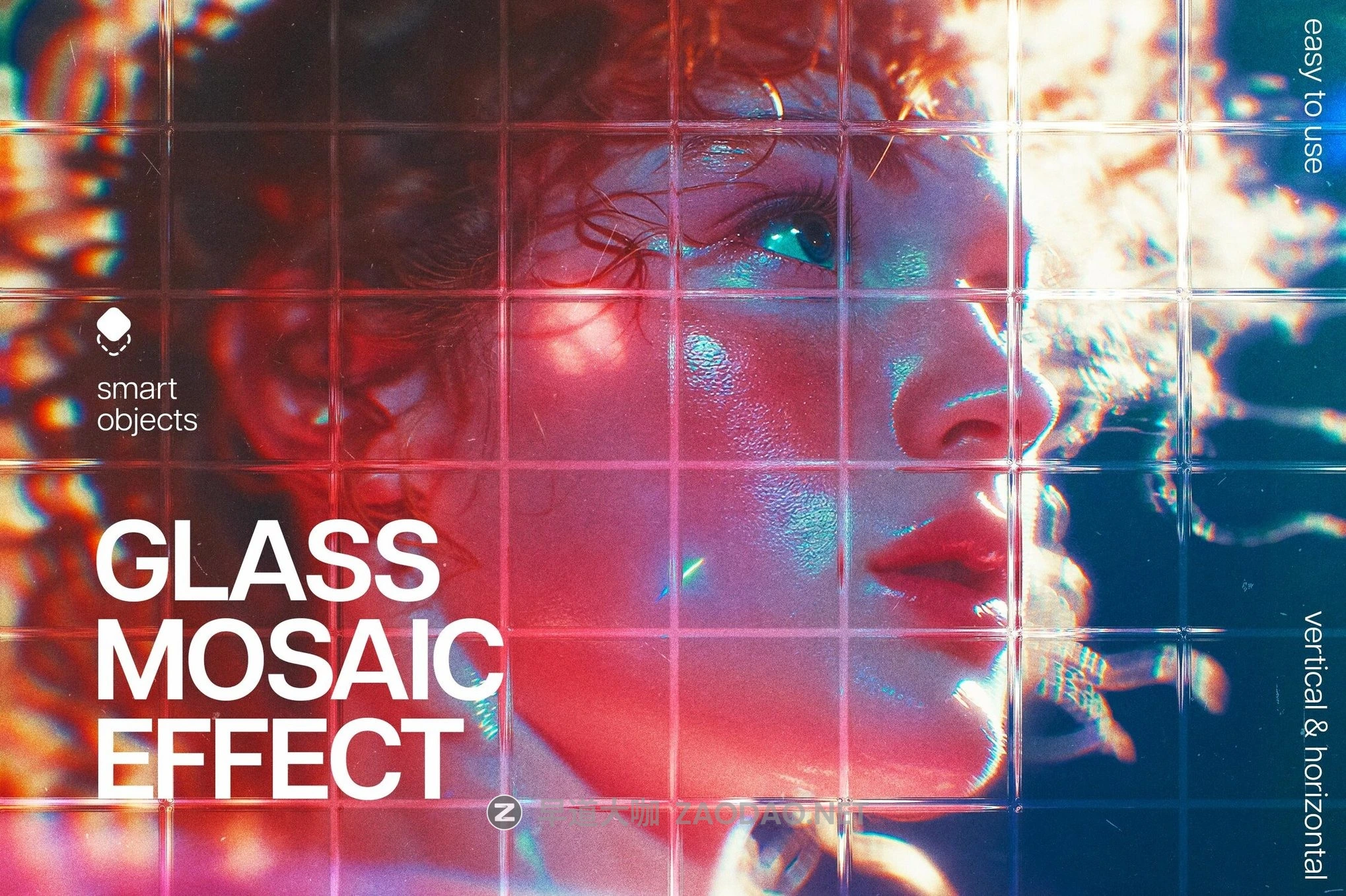 透明玻璃折射发光模糊马赛克照片效果ps特效滤镜样机 Glass Mosaic Photo Effect插图 透明玻璃折射发光模糊马赛克照片效果ps特效滤镜样机 Glass Mosaic Photo Effect插图