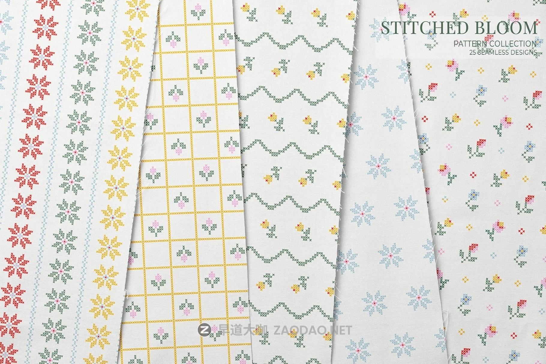 28组现代小清新针织几何花卉图案无缝拼接图案纹样矢量素材 Stitched Floral Seamless Pattern Collection插图3 28组现代小清新针织几何花卉图案无缝拼接图案纹样矢量素材 Stitched Floral Seamless Pattern Collection插图3