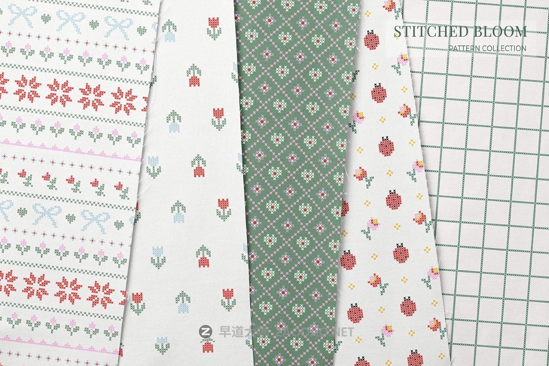 28组现代小清新针织几何花卉图案无缝拼接图案纹样矢量素材 Stitched Floral Seamless Pattern Collection插图4 28组现代小清新针织几何花卉图案无缝拼接图案纹样矢量素材 Stitched Floral Seamless Pattern Collection插图4
