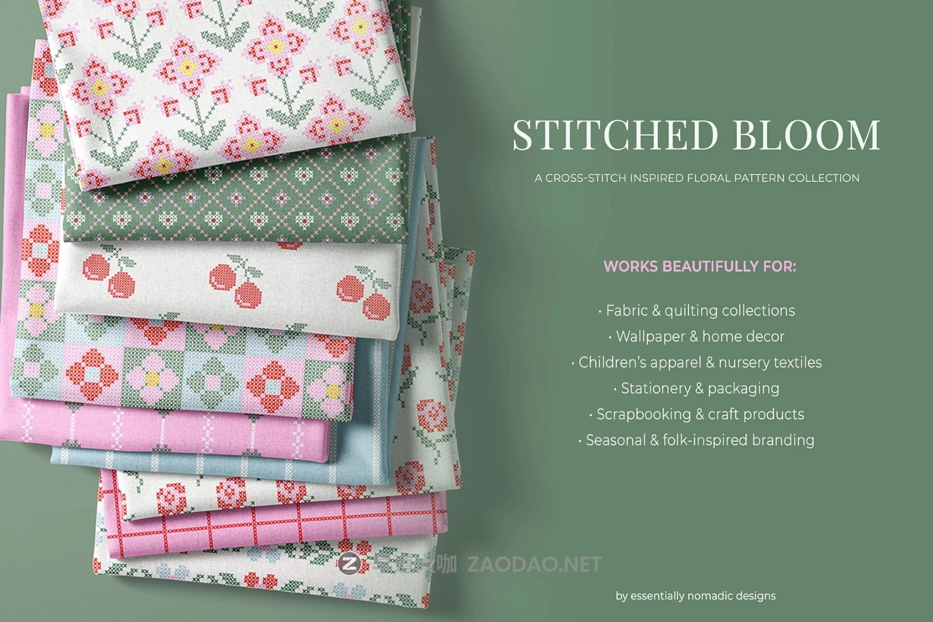 28组现代小清新针织几何花卉图案无缝拼接图案纹样矢量素材 Stitched Floral Seamless Pattern Collection插图8 28组现代小清新针织几何花卉图案无缝拼接图案纹样矢量素材 Stitched Floral Seamless Pattern Collection插图8
