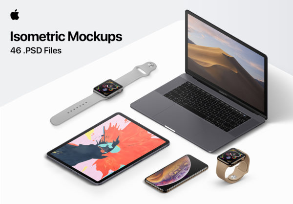 46款ui界面作品集设计苹果iPad平板iPhone手机MacBook电脑贴图psd样机模板 Apple 46 Devices Isometric Mockups by Asylab特色图 46款ui界面作品集设计苹果iPad平板iPhone手机MacBook电脑贴图psd样机模板 Apple 46 Devices Isometric Mockups by Asylab