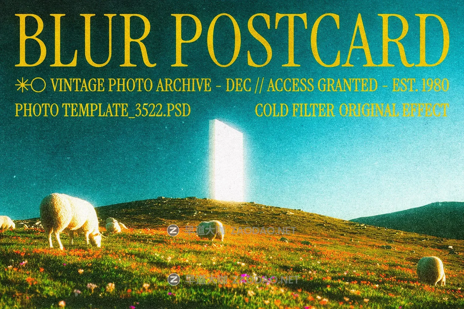 朦胧模糊颗粒感冷色调电影级复古人像图片修图ps特效样机 Blur Cold Postcard Effect插图 朦胧模糊颗粒感冷色调电影级复古人像图片修图ps特效样机 Blur Cold Postcard Effect插图