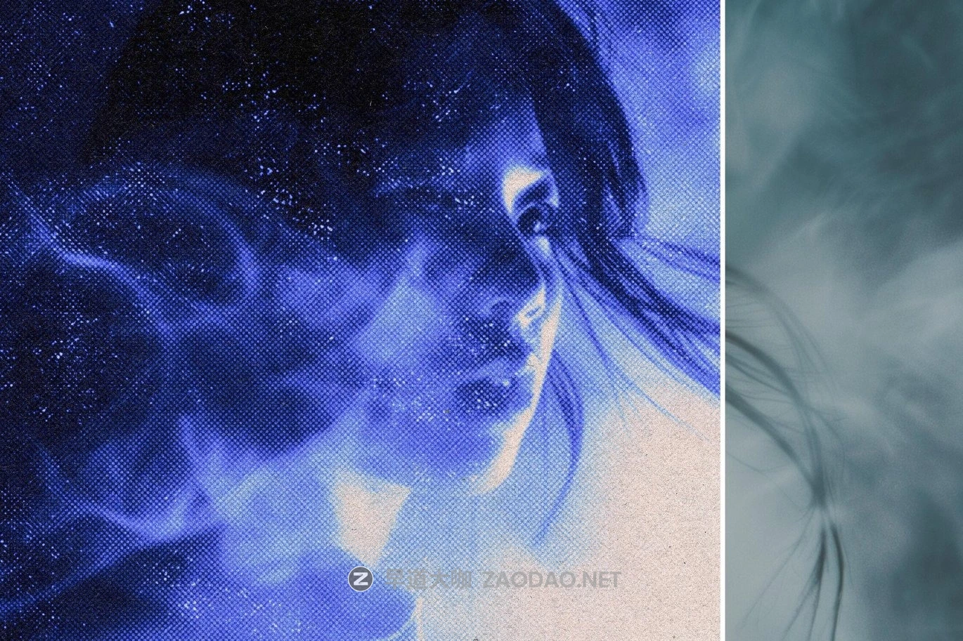 复古做旧蓝色半调照片效果ps特效滤镜样机 Moody Blue Photo Card插图1 复古做旧蓝色半调照片效果ps特效滤镜样机 Moody Blue Photo Card插图1