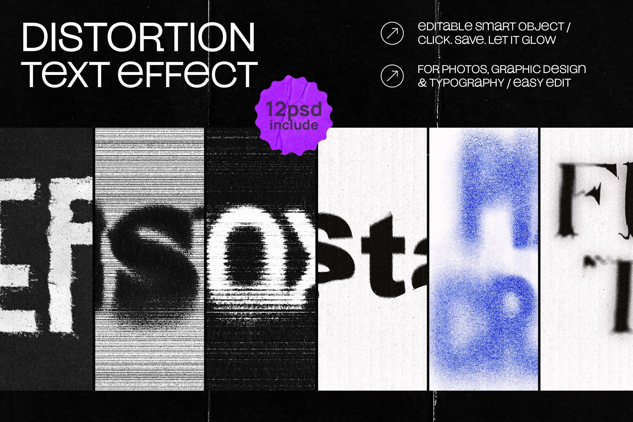 复古故障失真燥点效果ps文本特效样机 Distortion Text Effect特色图 复古故障失真燥点效果ps文本特效样机 Distortion Text Effect