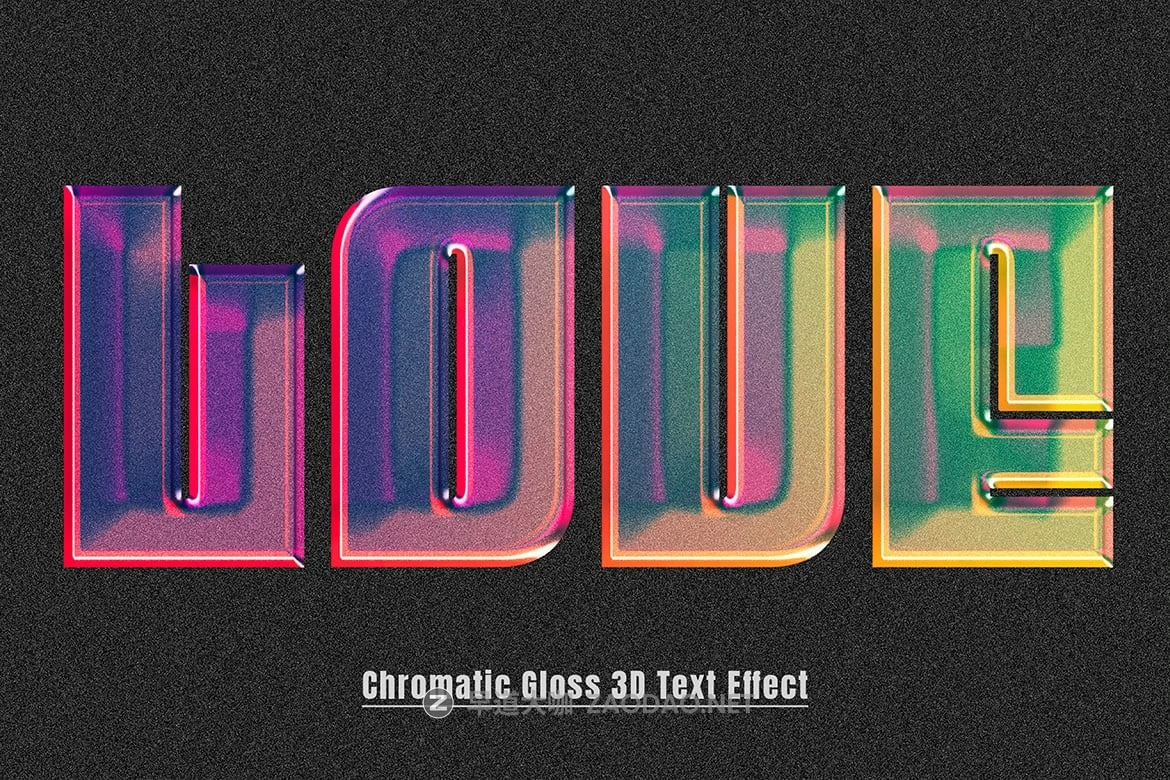 潮流复古彩色渐变光泽3D文字效果ps特效样机 Chromatic Gloss 3D Text Effect插图1 潮流复古彩色渐变光泽3D文字效果ps特效样机 Chromatic Gloss 3D Text Effect插图1