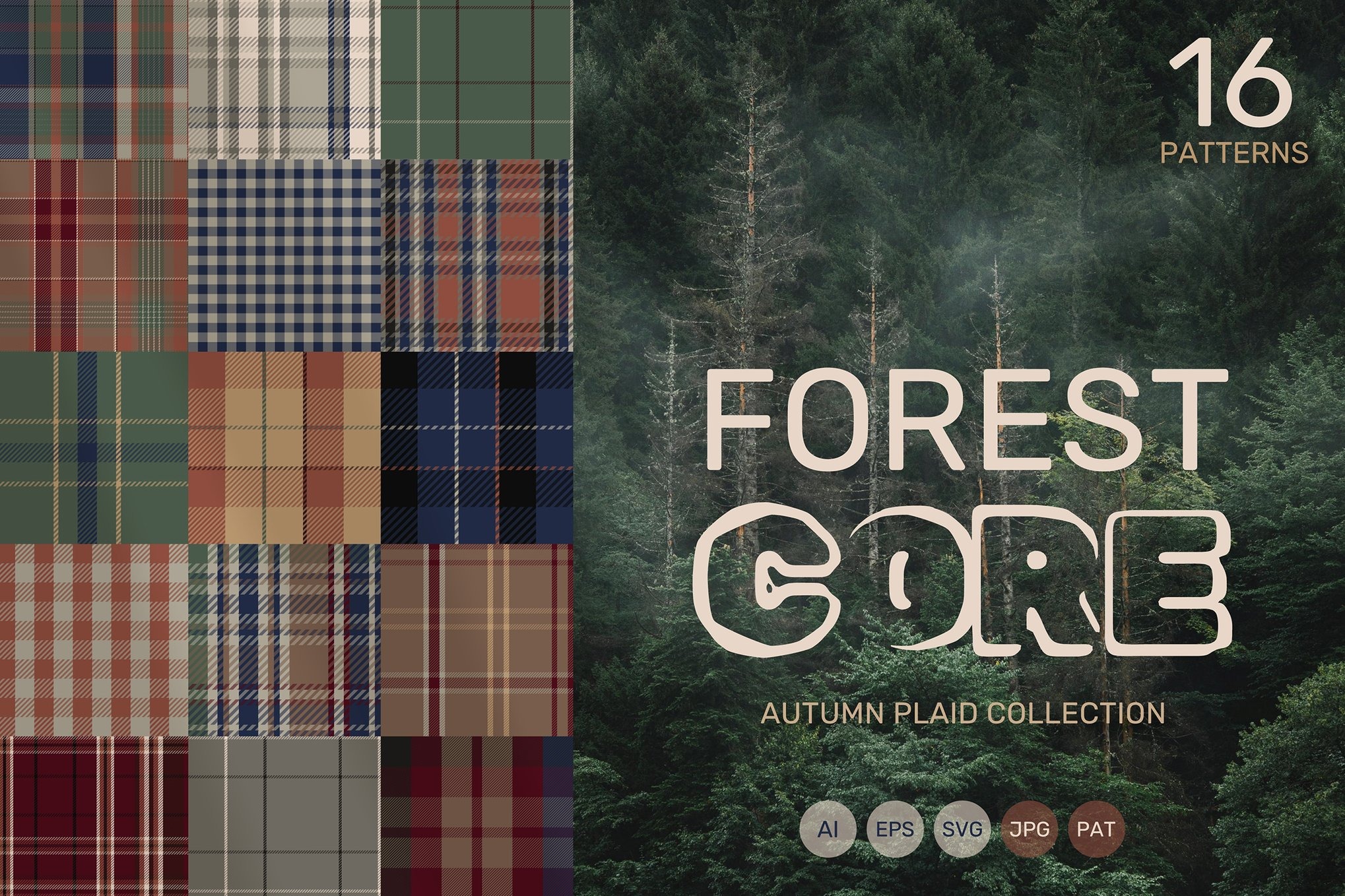 16款复古森林系格纹无缝拼接图案布料矢量背景素材 Forestcore 16 Plaid & Tartan Patterns插图 16款复古森林系格纹无缝拼接图案布料矢量背景素材 Forestcore 16 Plaid & Tartan Patterns插图