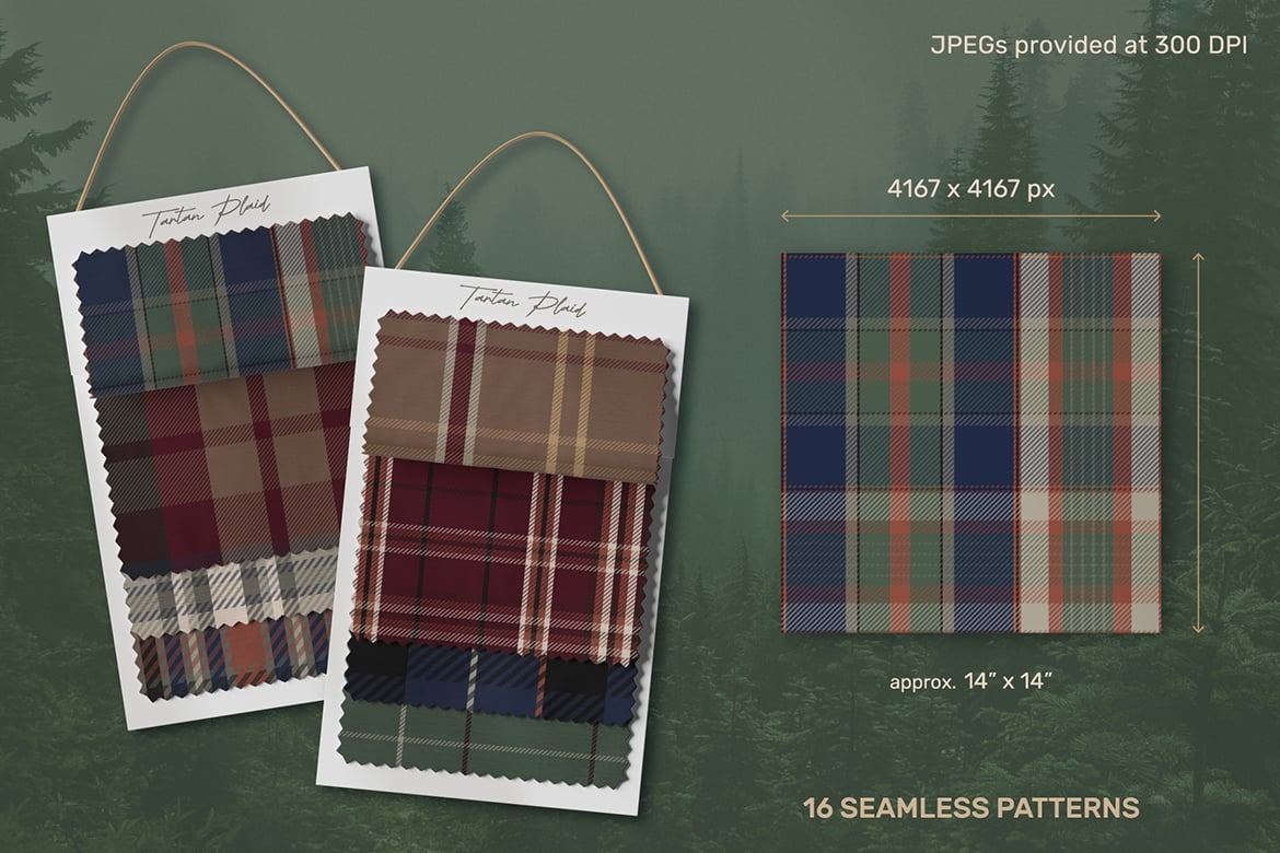 16款复古森林系格纹无缝拼接图案布料矢量背景素材 Forestcore 16 Plaid & Tartan Patterns插图1 16款复古森林系格纹无缝拼接图案布料矢量背景素材 Forestcore 16 Plaid & Tartan Patterns插图1