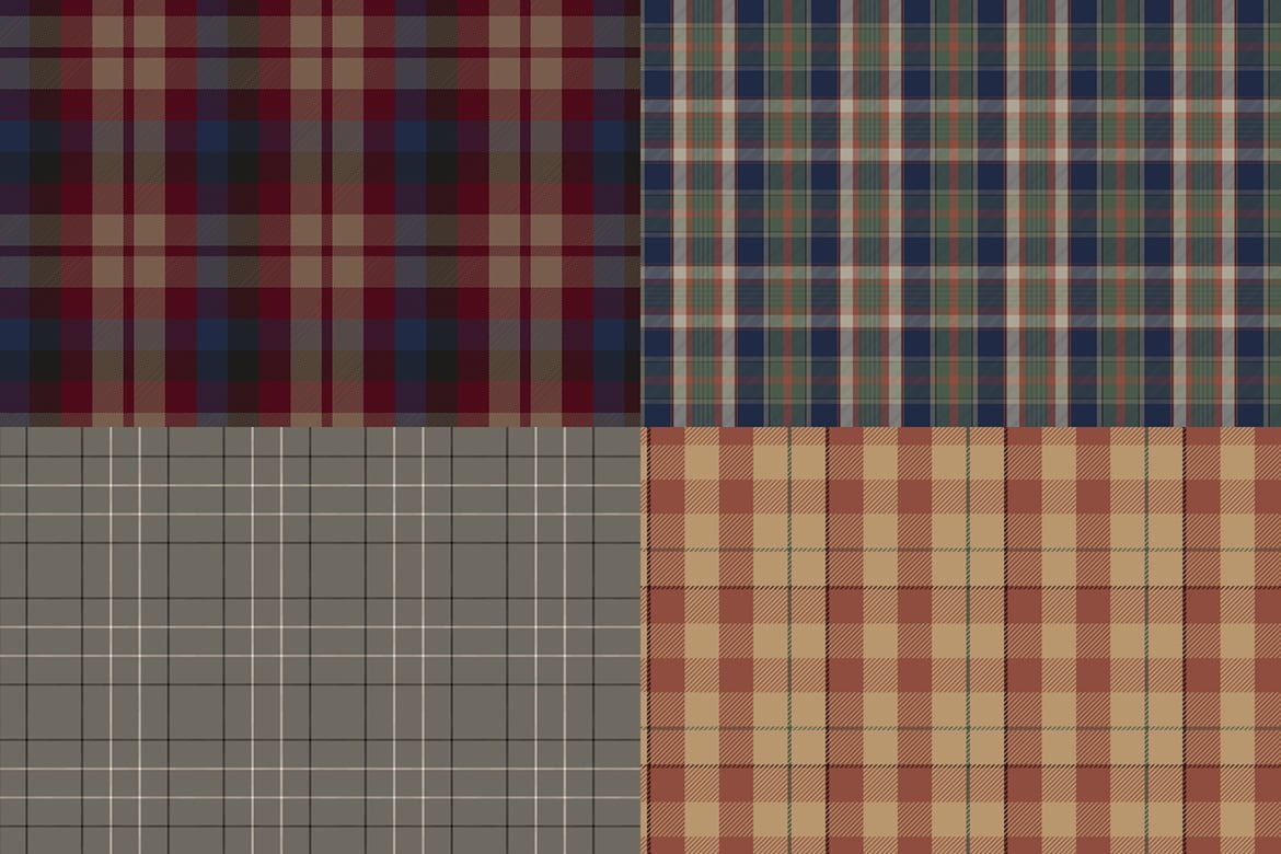 16款复古森林系格纹无缝拼接图案布料矢量背景素材 Forestcore 16 Plaid & Tartan Patterns插图4 16款复古森林系格纹无缝拼接图案布料矢量背景素材 Forestcore 16 Plaid & Tartan Patterns插图4