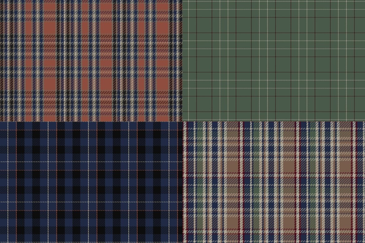 16款复古森林系格纹无缝拼接图案布料矢量背景素材 Forestcore 16 Plaid & Tartan Patterns插图5 16款复古森林系格纹无缝拼接图案布料矢量背景素材 Forestcore 16 Plaid & Tartan Patterns插图5
