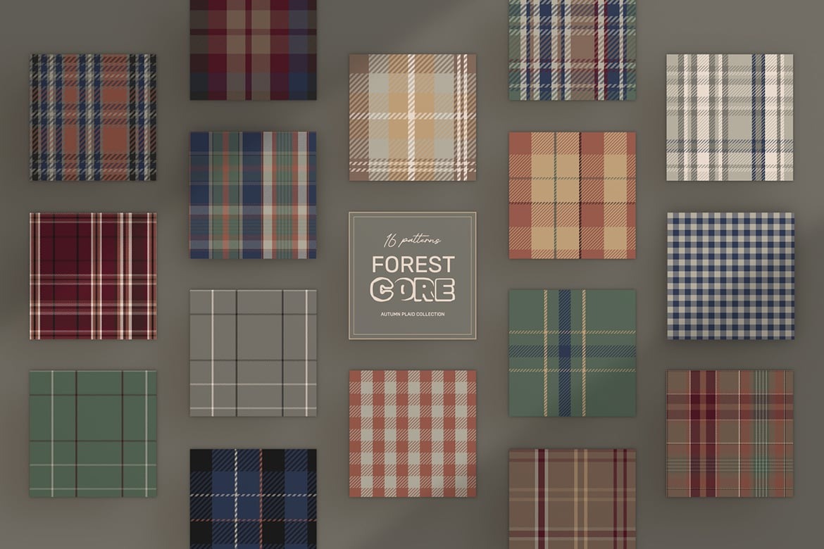 16款复古森林系格纹无缝拼接图案布料矢量背景素材 Forestcore 16 Plaid & Tartan Patterns插图6 16款复古森林系格纹无缝拼接图案布料矢量背景素材 Forestcore 16 Plaid & Tartan Patterns插图6
