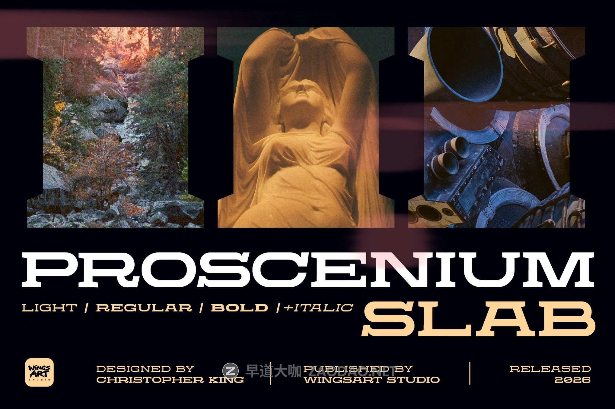 时尚科幻杂志海报电影设计粗体衬线英文字体安装包 Proscenium Slab – An Ultra-Wide Title Font插图 时尚科幻杂志海报电影设计粗体衬线英文字体安装包 Proscenium Slab – An Ultra-Wide Title Font插图