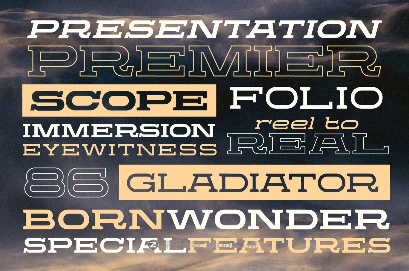 时尚科幻杂志海报电影设计粗体衬线英文字体安装包 Proscenium Slab – An Ultra-Wide Title Font插图14 时尚科幻杂志海报电影设计粗体衬线英文字体安装包 Proscenium Slab – An Ultra-Wide Title Font插图14