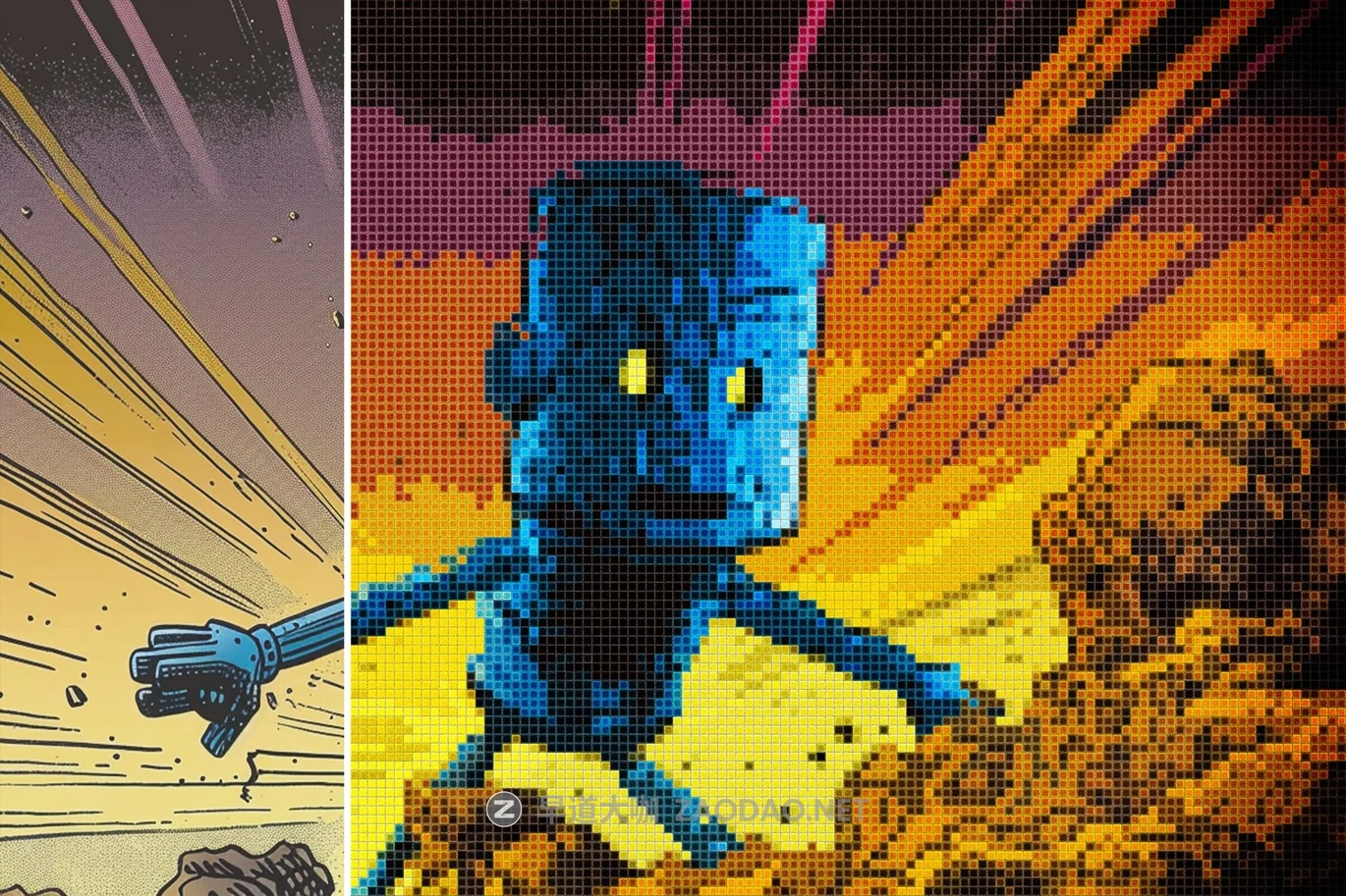 未来主义复古马赛克像素风低保真电子游戏动漫插画后期ps特效样机 Pixelated Mosaic Photo Effect插图5 未来主义复古马赛克像素风低保真电子游戏动漫插画后期ps特效样机 Pixelated Mosaic Photo Effect插图5