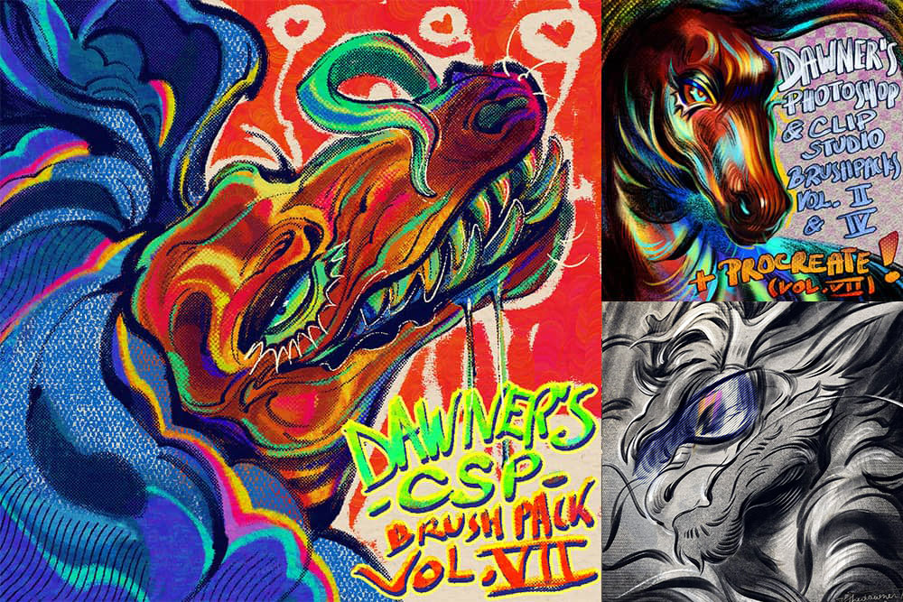 点状颗粒半色调马克笔水彩笔艺术绘画procreate/csp/ps笔刷画笔素材 Dawner’s Procreate Brush Pack Vol. 7 + Photoshop & CSP Versions特色图 点状颗粒半色调马克笔水彩笔艺术绘画procreate/csp/ps笔刷画笔素材 Dawner’s Procreate Brush Pack Vol. 7 + Photoshop & CSP Versions