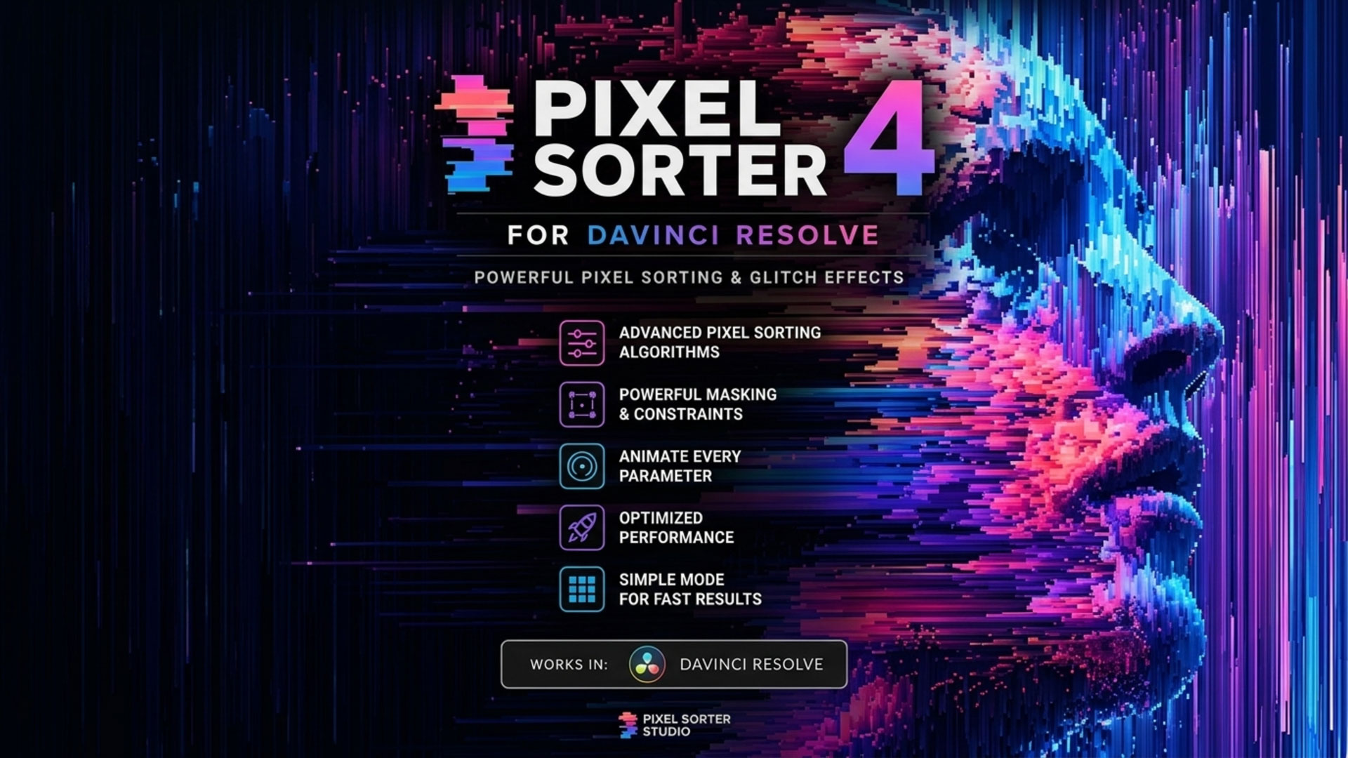 达芬奇插件 故障像素化拉伸撕裂分离视频剪辑特效插件 Pixel Sorter 4.2.4 for Davinci Resolve特色图 达芬奇插件 故障像素化拉伸撕裂分离视频剪辑特效插件 Pixel Sorter 4.2.4 for Davinci Resolve