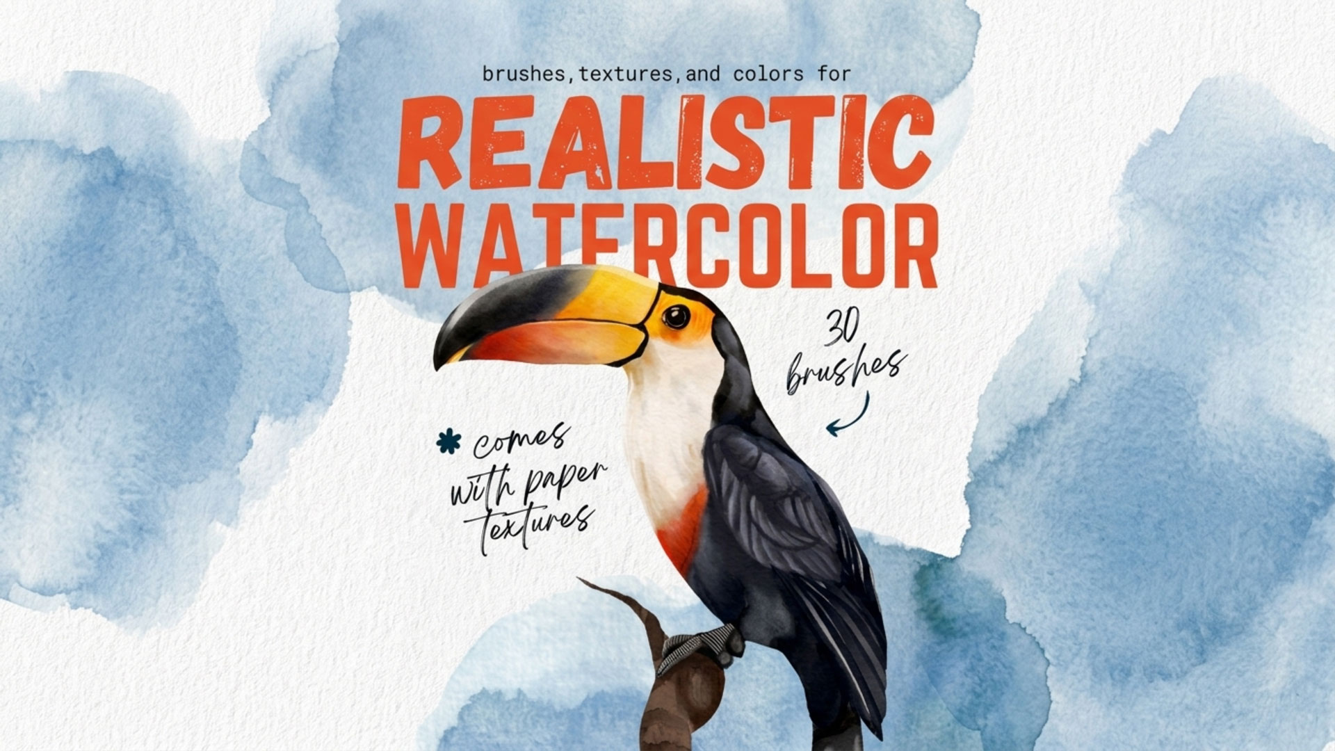 40款传统真实水彩水墨Procreate笔刷+纸质纹理+色彩调色版套装 Realistic Watercolor Brushes for Procreate特色图 40款传统真实水彩水墨Procreate笔刷+纸质纹理+色彩调色版套装 Realistic Watercolor Brushes for Procreate