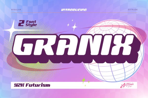 复古美学Y2K街头涂鸦海报游戏标题设计装饰英文字体安装包 Granix特色图 复古美学Y2K街头涂鸦海报游戏标题设计装饰英文字体安装包 Granix