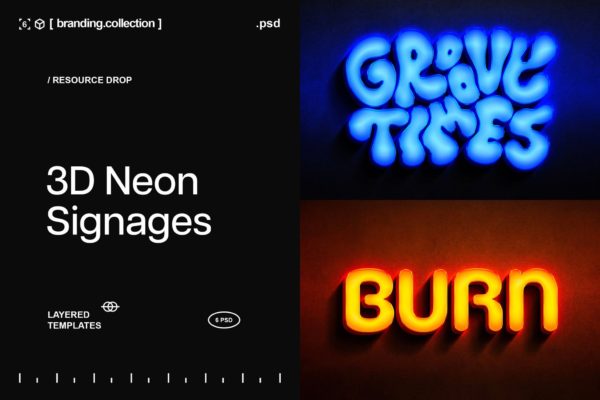 未来主义街头风格3D立体霓虹灯logo标题字体设计ps特效样机 3D Neon Logo Effects特色图 未来主义街头风格3D立体霓虹灯logo标题字体设计ps特效样机 3D Neon Logo Effects