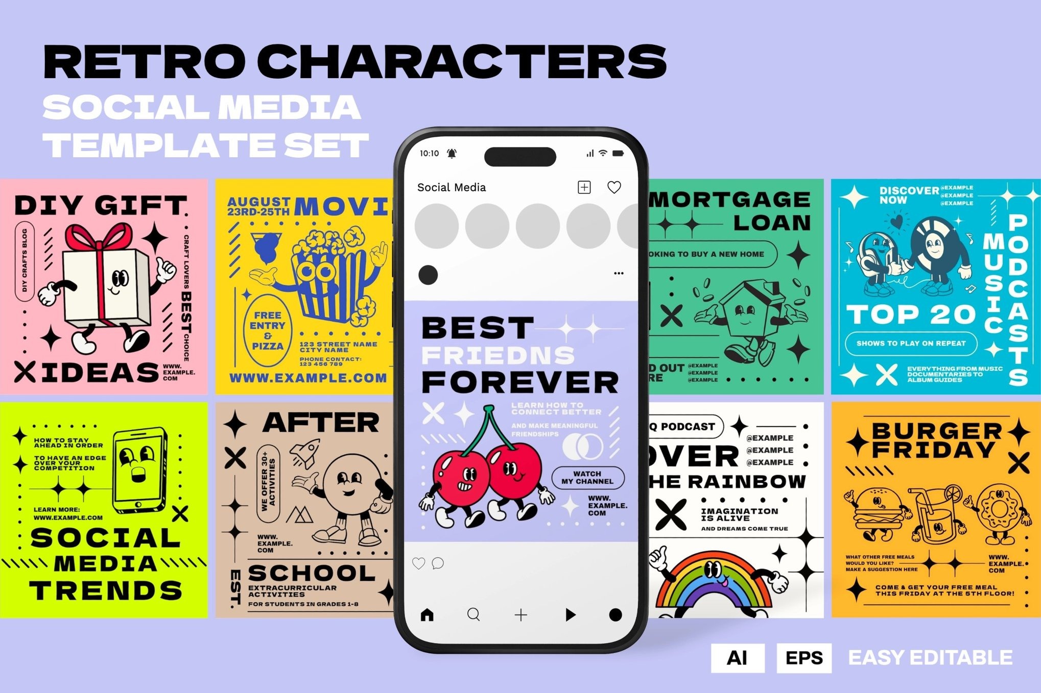 复古人物设计品牌推广营销公众号推文电商海报设计AI模板 Retro character social media template set特色图 复古人物设计品牌推广营销公众号推文电商海报设计AI模板 Retro character social media template set