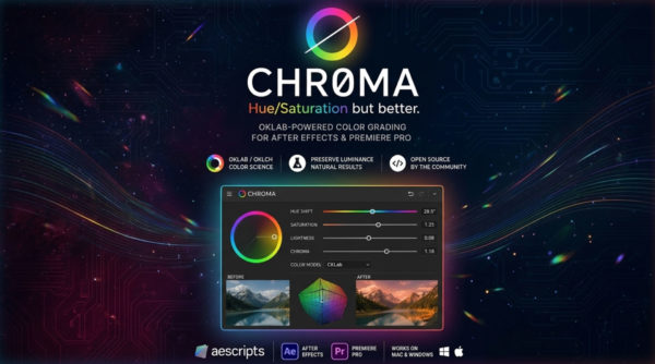 AE/PR插件 视频渐变调色匹配工具 Aescripts – CHROMA v1.2特色图 AE/PR插件 视频渐变调色匹配工具 Aescripts – CHROMA v1.2
