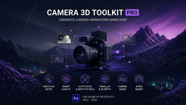 AE插件 一键式电影级3D摄像机平滑移动动画图层分布工具 Aescripts – Camera 3D Toolkit Pro v3.5特色图 AE插件 一键式电影级3D摄像机平滑移动动画图层分布工具 Aescripts – Camera 3D Toolkit Pro v3.5