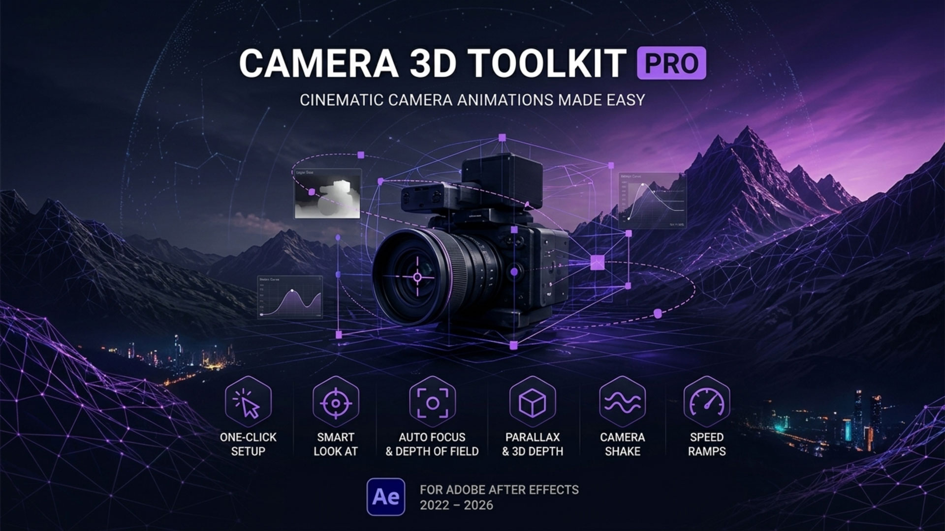 AE插件 一键式电影级3D摄像机平滑移动动画图层分布工具 Aescripts – Camera 3D Toolkit Pro v3.5插图 AE插件 一键式电影级3D摄像机平滑移动动画图层分布工具 Aescripts – Camera 3D Toolkit Pro v3.5插图